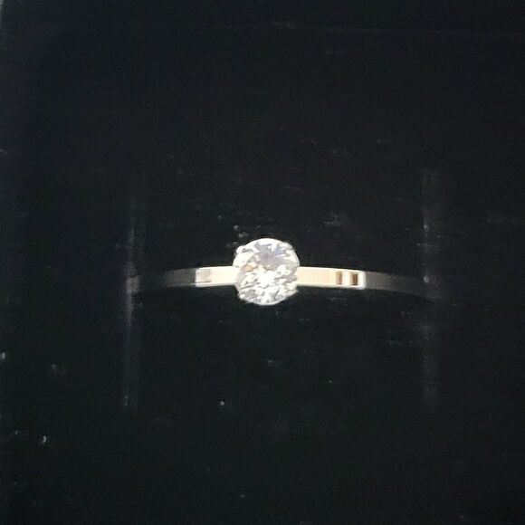 Women's Dainty Prong Round Solitaire Promise Ring - Girls Pinky Ring - Picture 8 of 9